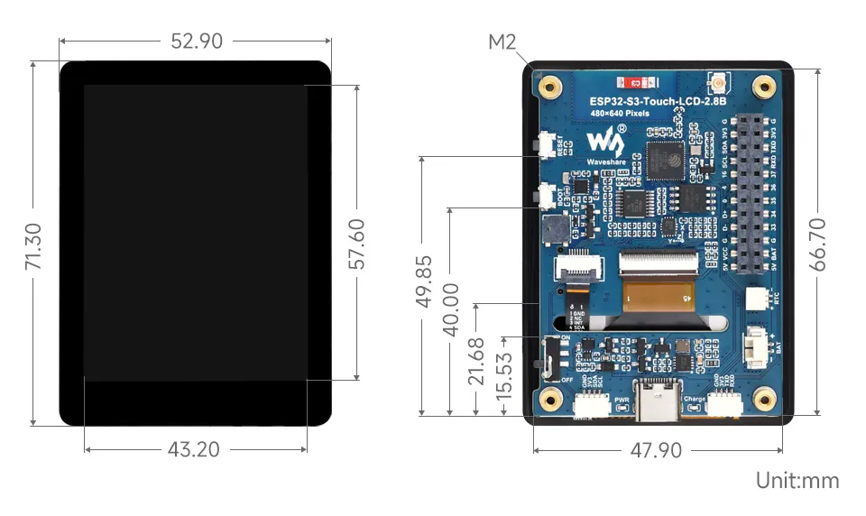 ESP32-S3-Touch-LCD-2.8B Onboard Resources