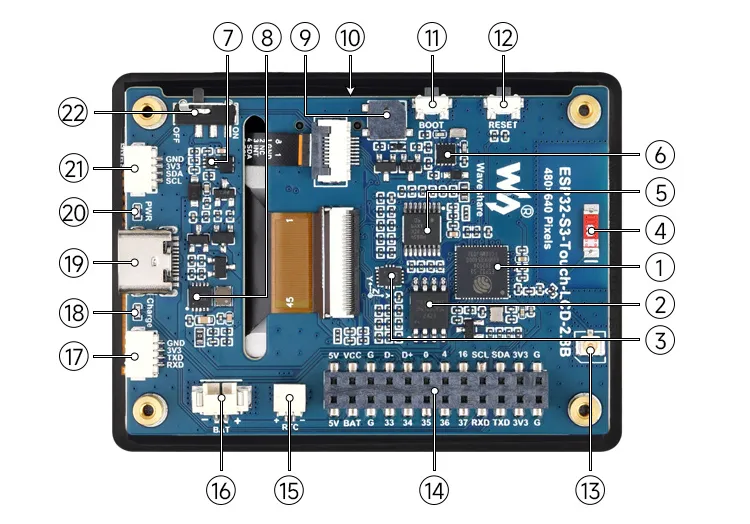 ESP32-S3-LCD-2.8B Onboard Resources