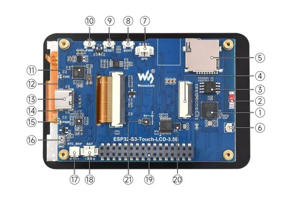 ESP32-S3-Touch-LCD-3.5B Onboard Resources