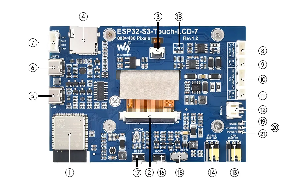 ESP32-S3-Touch-LCD-7 Hardware Resources 1
