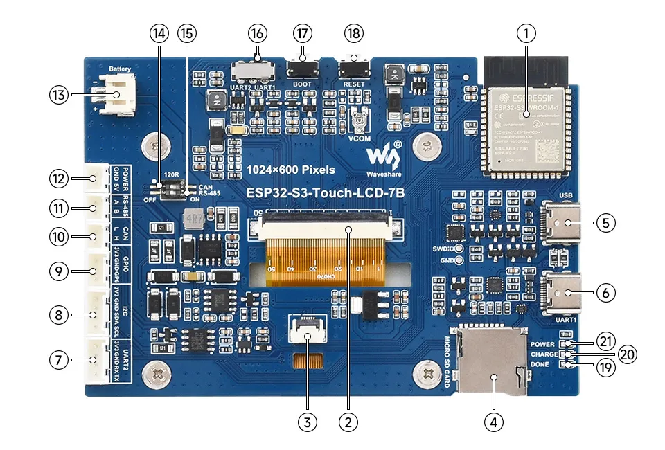 ESP32-S3-Touch-LCD-7B-### Onboard Resources