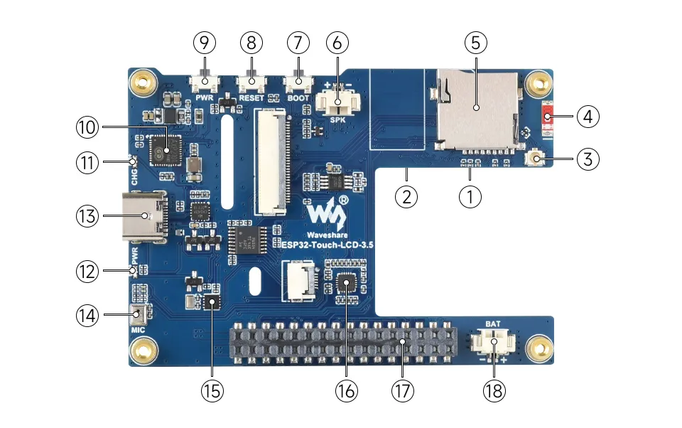 ESP32-S3-Touch-LCD-1.69 Hardware Resources 1