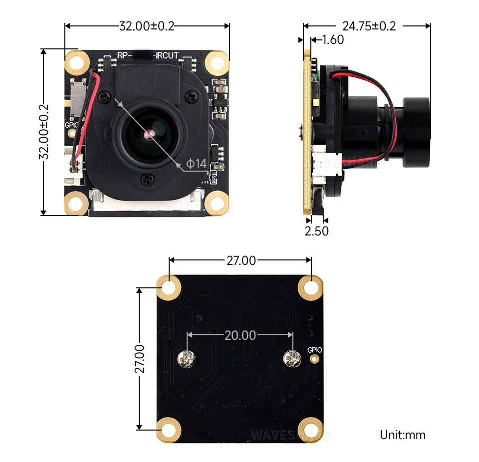 IMX291-83 IR-CUT Camera Dimensions