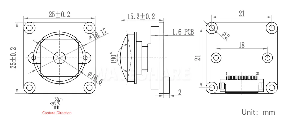 IMX378-190 12.3MP Camera (B) Dimensions