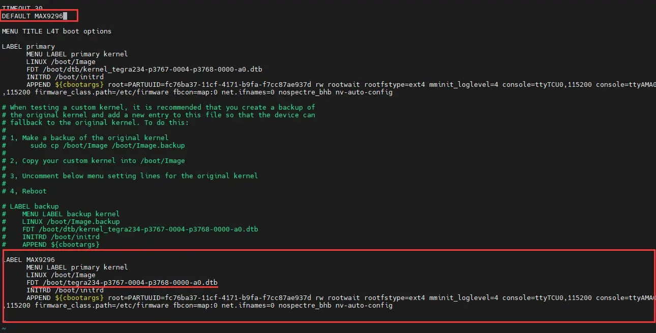 Modify extilinux File