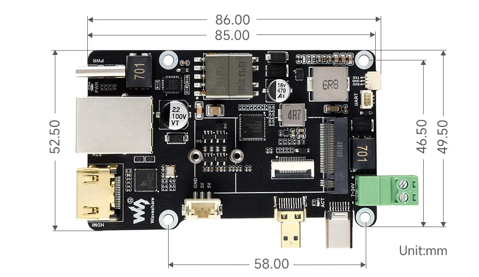 Pi5 Connector Adapter (F) Product Dimensions