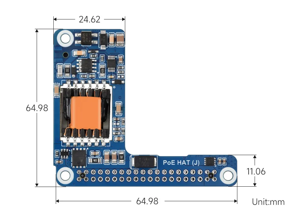 PoE HAT (J) Product Dimensions