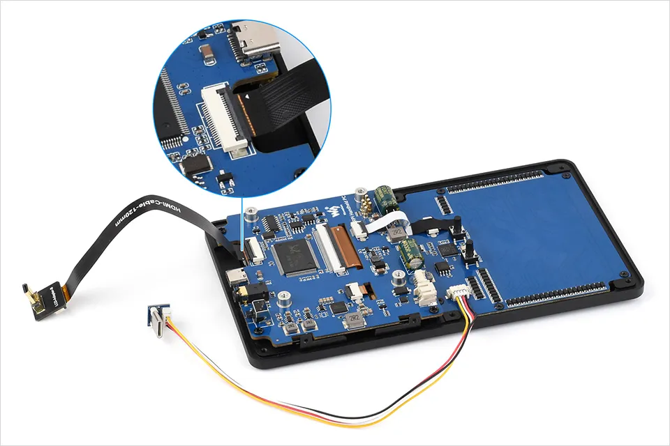 Connecting the Micro HDMI and USB Type-C cables