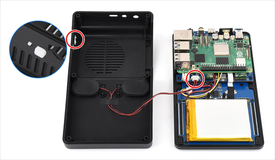Connecting the speaker and installing the silicone button