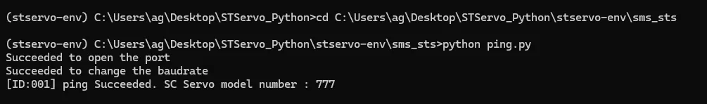 Servo Connected Successfully