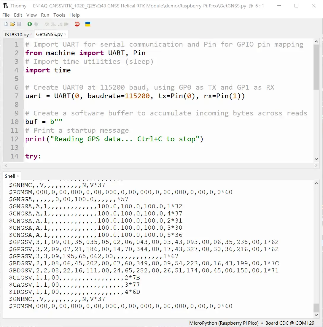 Pico Outputs NMEA GNSS Messages