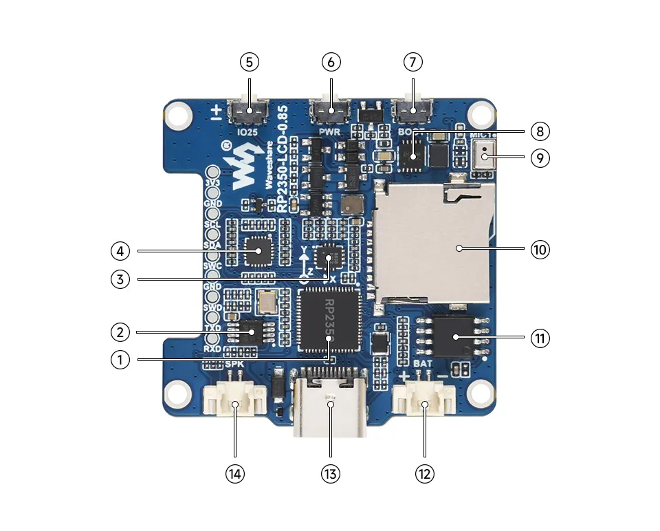 RP2350-Touch-LCD-1.54 Hardware Resources