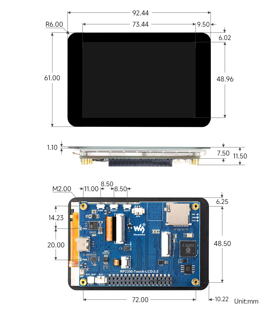 RP2350-Touch-LCD-3.5 Without Case
