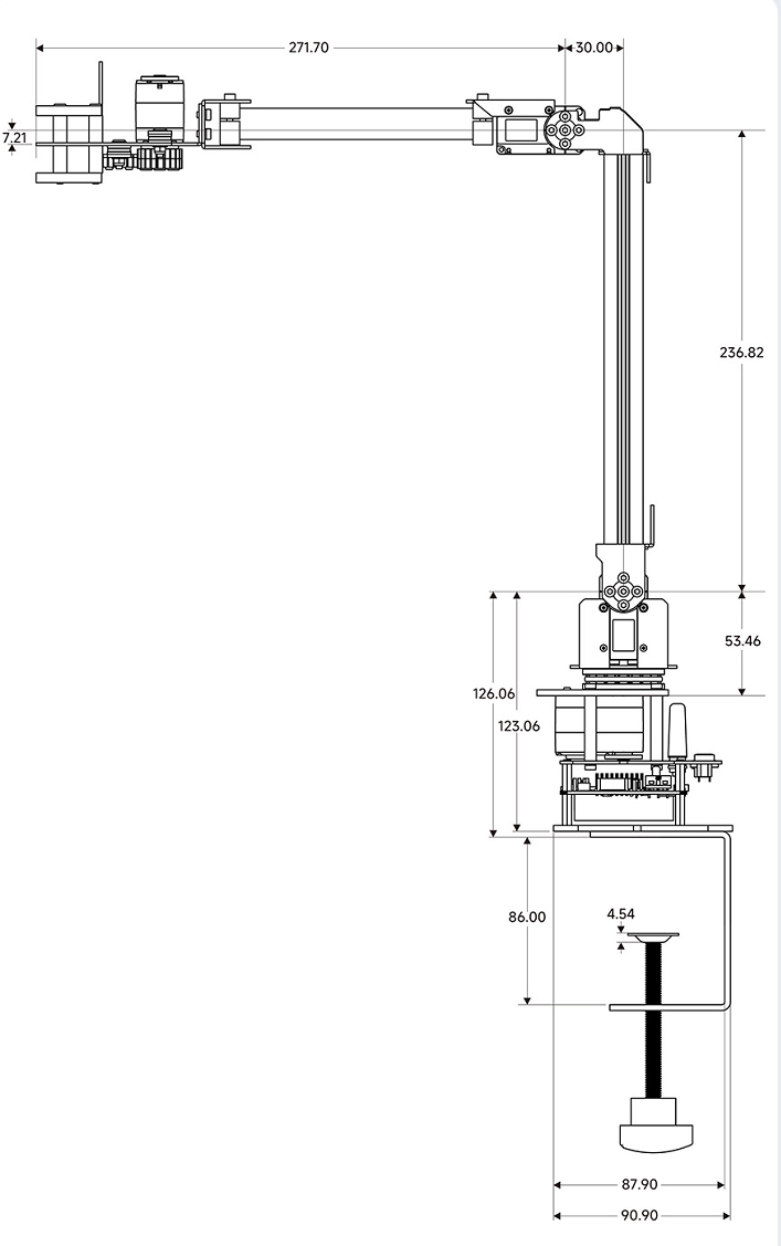 RoArm-M2 Gripper Dimensions