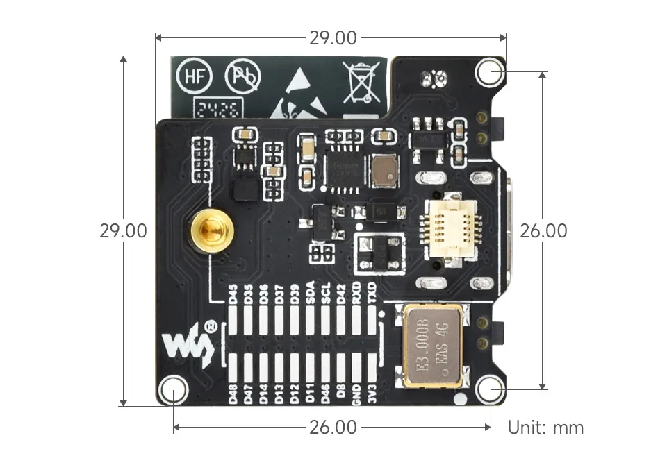 Thermal-45-Camera-ESP32-Module-details-size
