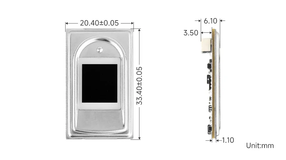 UART Fingerprint Sensor (F) Product Dimensions Diagram