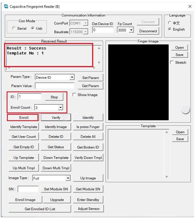 PC Software Enroll Fingerprint