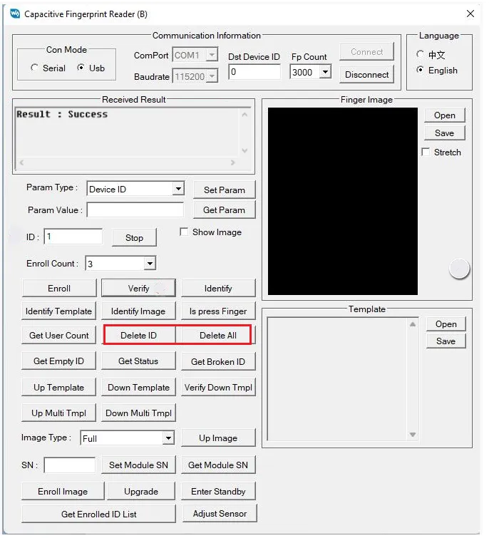 PC Software Delete Fingerprint