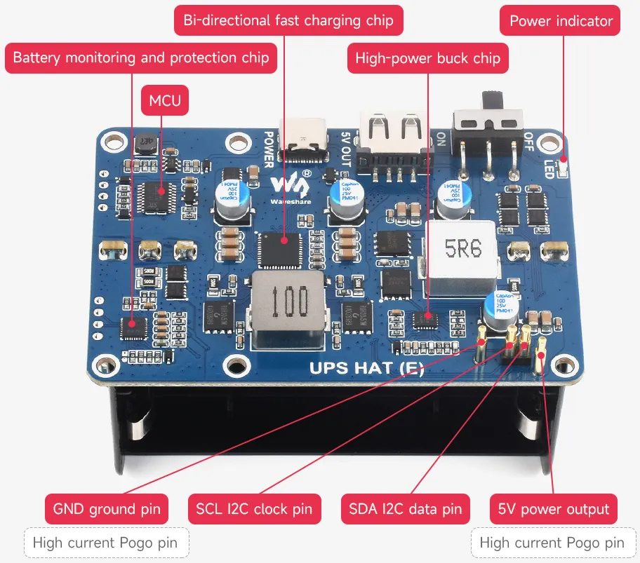 UPS HAT (E) Hardware Overview