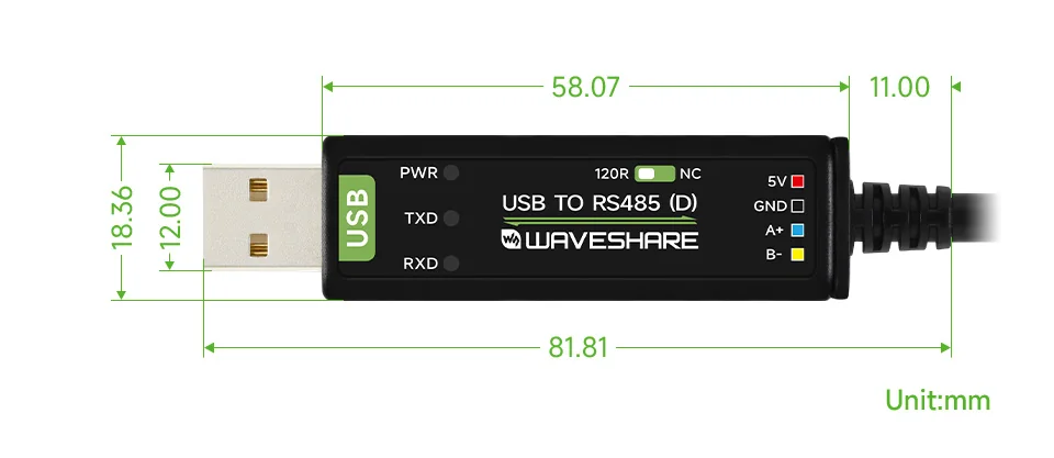 USB TO RS485 (D) Product Dimensions