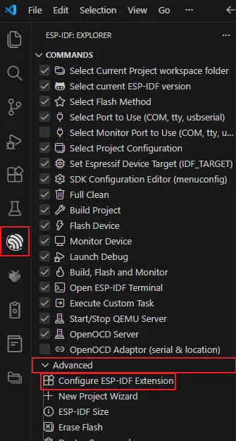 Select "Configure ESP-IDF Expansion"