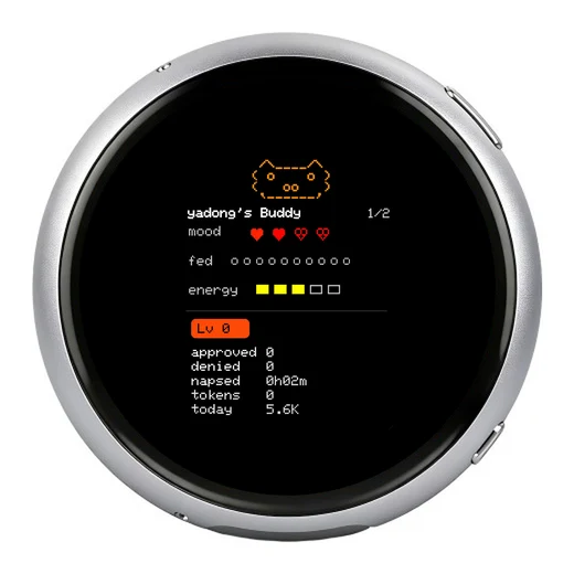 Claude Desktop Buddy interface simulated on the ESP32-S3-Touch-AMOLED-1.75C