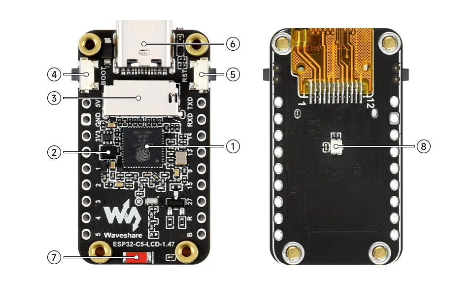 ESP32-C5-LCD-1.47 Onboard Resources