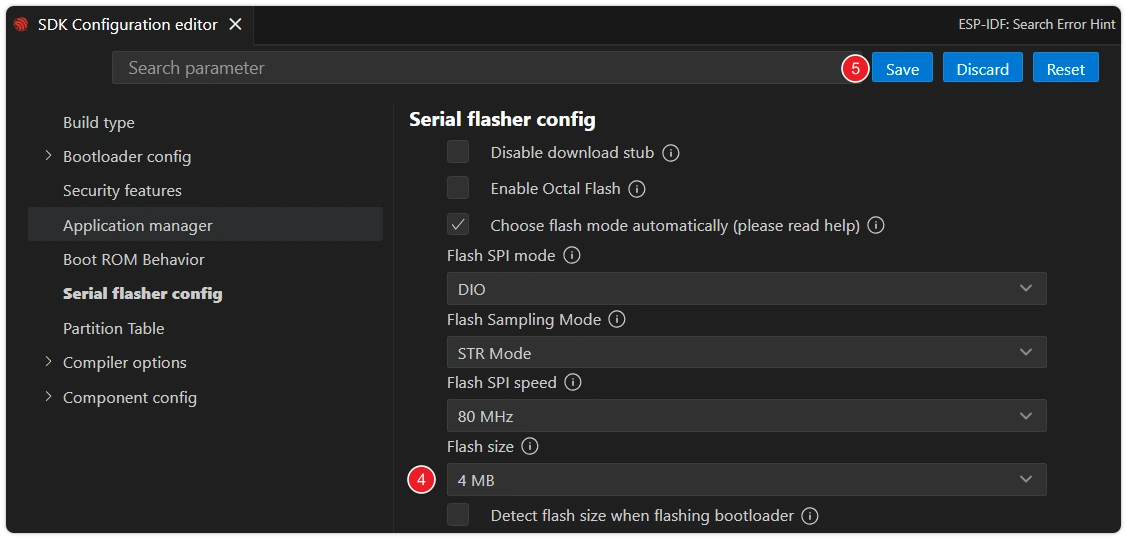Flash Size Configuration