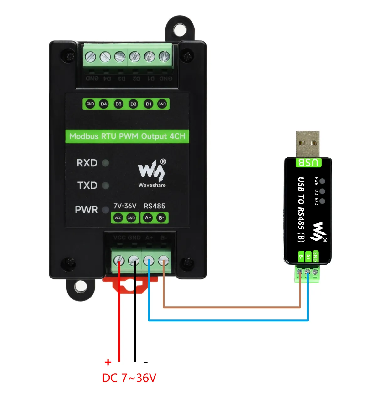  Modbus RTU PWM Output 4CH Interface Introduction
